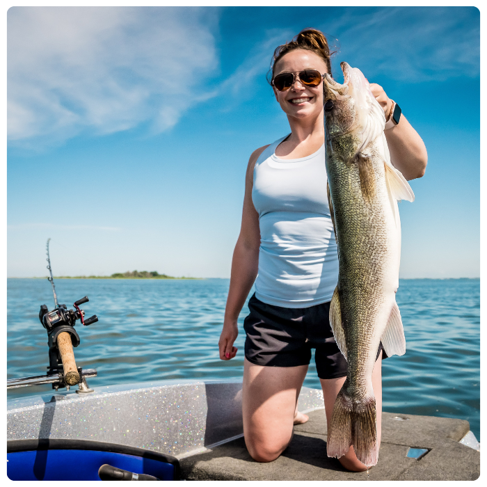 Girl fishing in Devils Lake