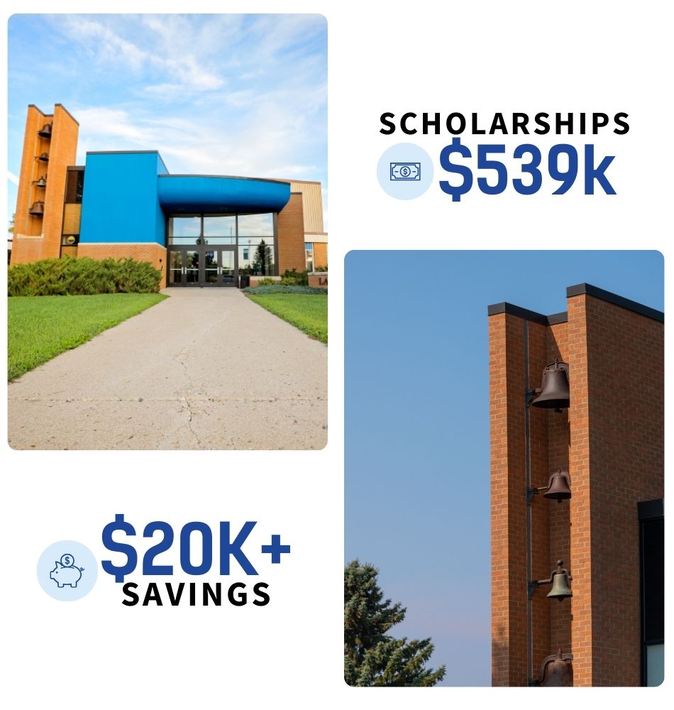 Collage - Two pictures of LRSC Campus. 