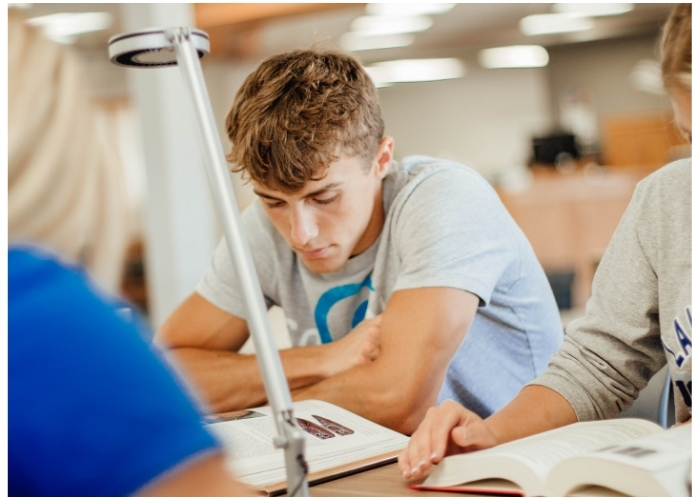 Students reading in the Learning Commons. 