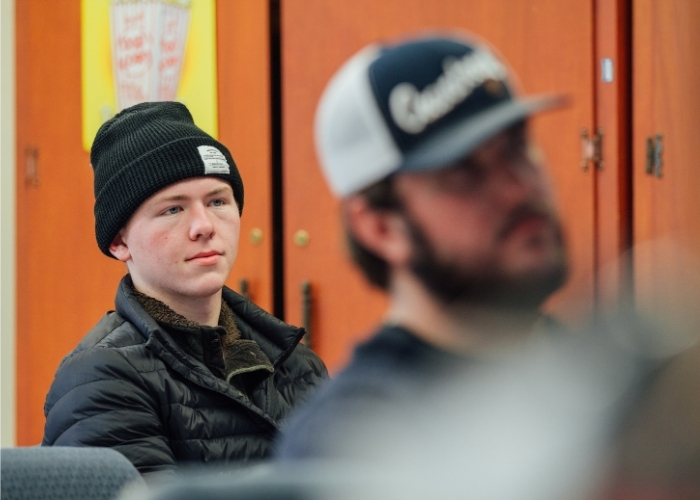 Student listening in class.