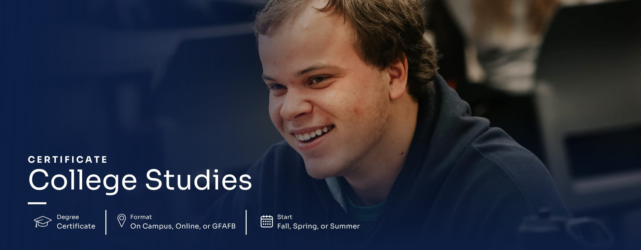 Student smiling during a lecture.