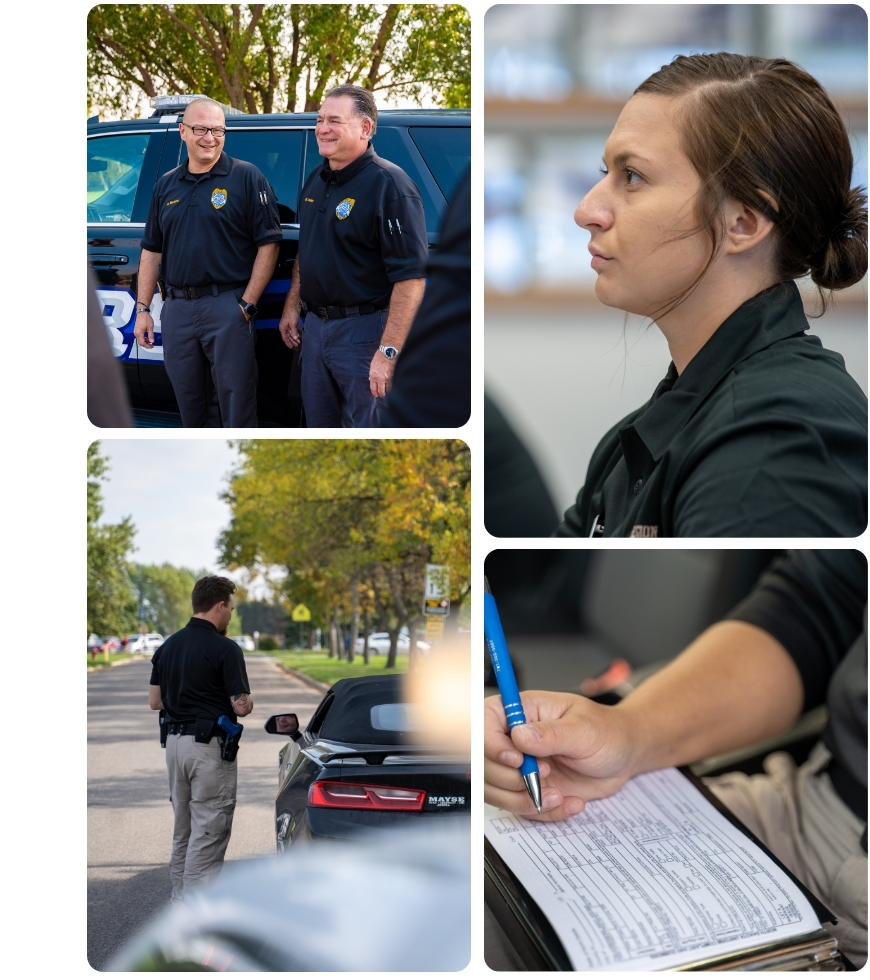 Collage of images showing students in the Peace Officer Training Program.