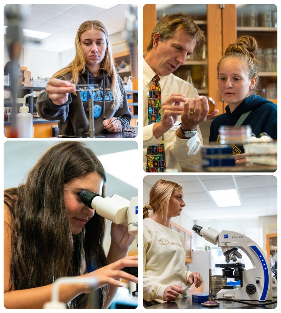 Students conducting science experiments and laboratory research using classroom equipment.