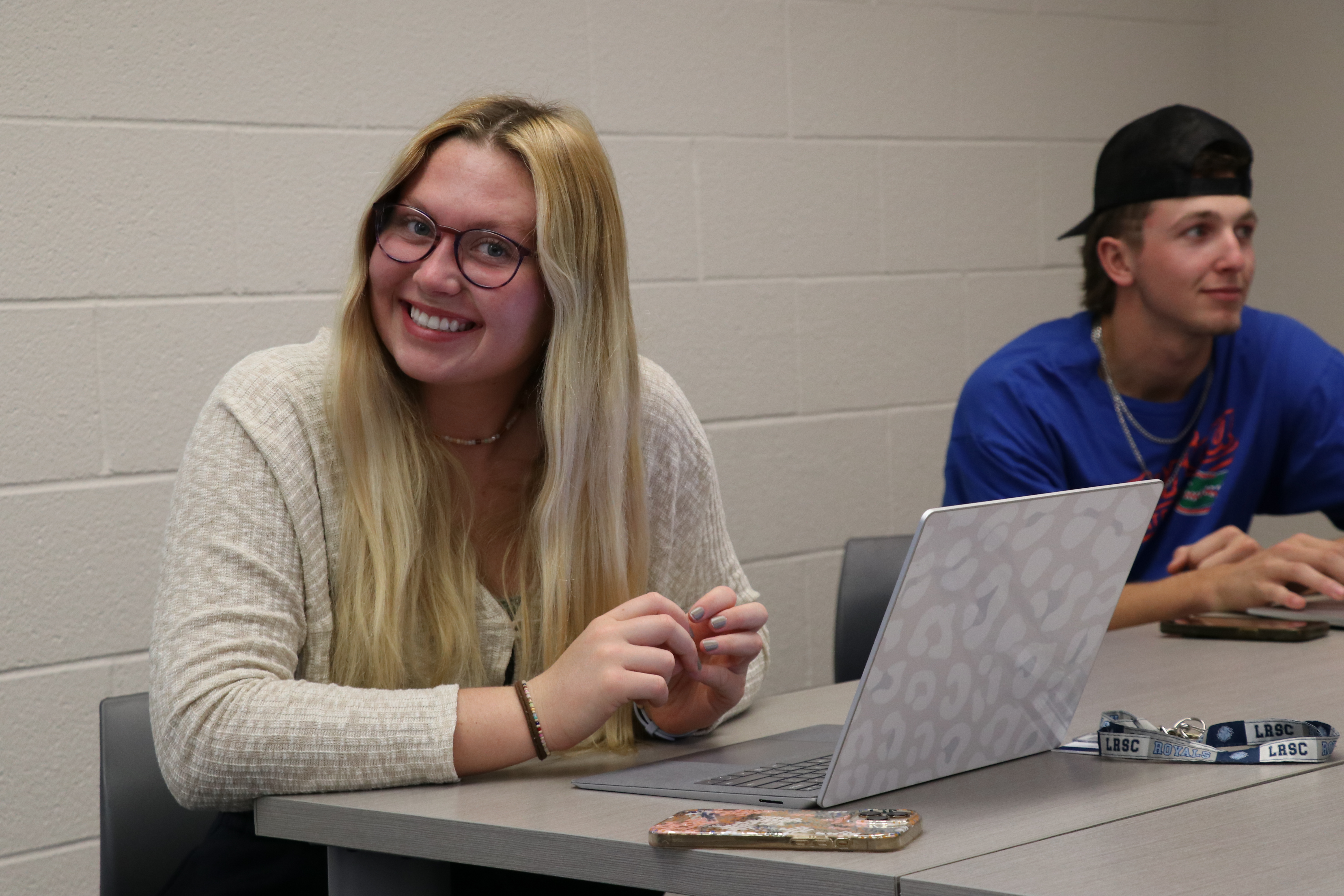 Two students in marketing class