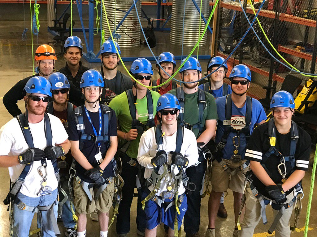 Wind Energy students working with rope access