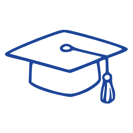 Blue Graduation Cap Icon. 