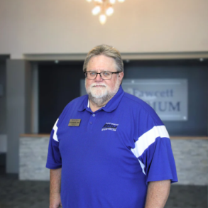 Picture of Randy Fixen in front of the LRSC entrance. 