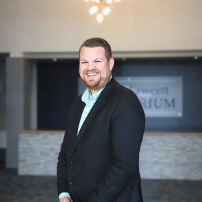 Picture of Tanner Nichols in the LRSC front entrance. 