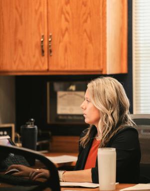 woman working at desk