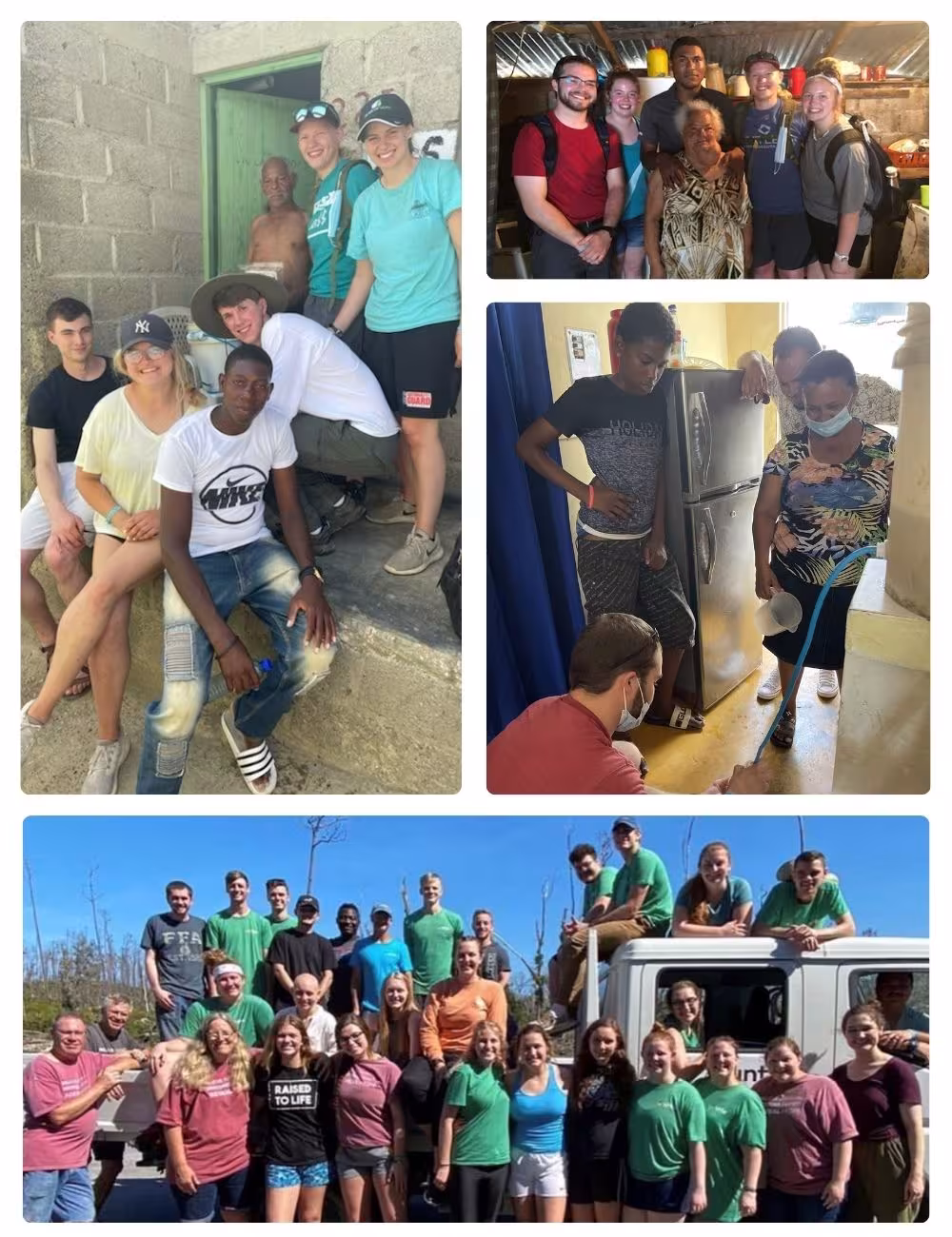 Collage of Lake Region State College CRU students participating in mission trips in different locations.