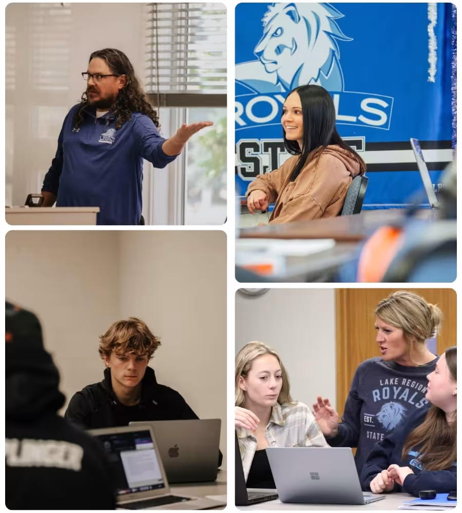 Students learning, collaborating, and participating in classroom discussions on campus.