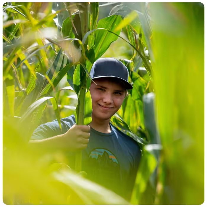 Picture of LRSC Ag student standing in a corn field. 